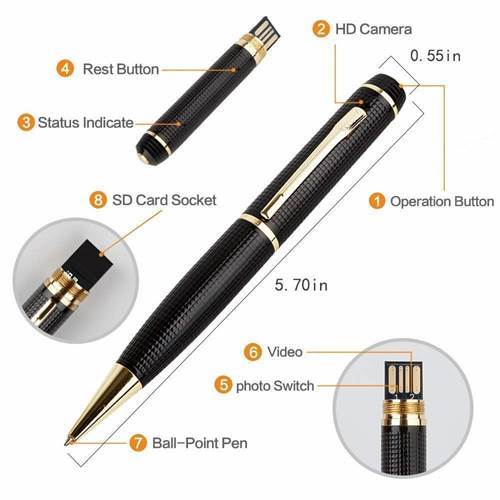 SAFETYNET 1080P Mini pen camera Full HD  pen camera mini camcorder corn pen DVR Pinhole camera audio video recorder