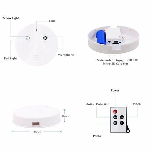 SAFETYNET Hidden Camera Detector 1080P HD Spy Camera Motion Activated Video Recording Remote Control Wireless Security Camera  Cam White