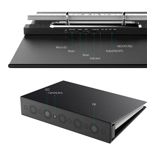 SAFETYNET HD  Book Camera 1080P Document clip pinhole camera with Huge battery Long time Recording support Motion Detection
