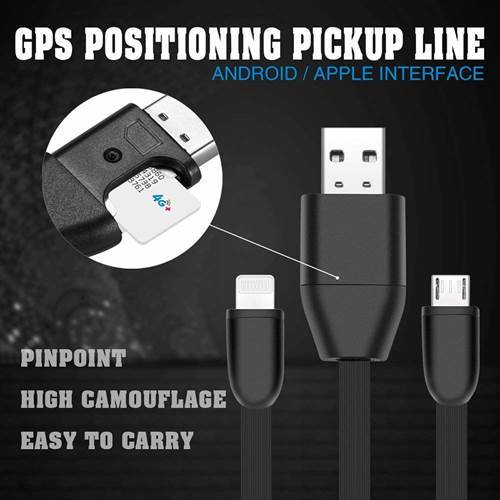  CAM 360 Mini GPS Tracker USB Charging Cable for Vehicles, Luggage - Real Time GSM GPRS System Tracking Device (2-in-1 for iPhone and Android Phone)