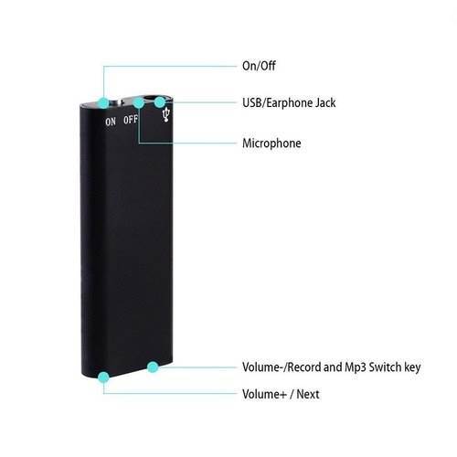SAFETYNET Three-in-one Digital Voice Recorder Mini Audio Dictaphone 8GB Memory Multi-Function USB2.0 MP3 player USB Flash Disk Drive
