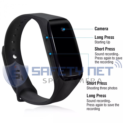 SAFETYNET K18 1080p spy Camera hd Wearable Bracelet Camcorder Video Recorder Back