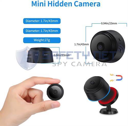 SAFETYNET Mini IP BALL Spy Camera Wireless Hidden Home WiFi Security Cameras with App 1080P Night Vision Motion Activated Indoor Outdoor Small Nanny Cam for Cars Apartment Live Streaming with iPhone/Android Phone iPad