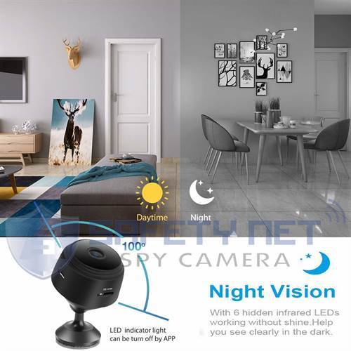 SAFETYNET Mini IP BALL Spy Camera Wireless Hidden Home WiFi Security Cameras with App 1080P Night Vision Motion Activated Indoor Outdoor Small Nanny Cam for Cars Apartment Live Streaming with iPhone/Android Phone iPad