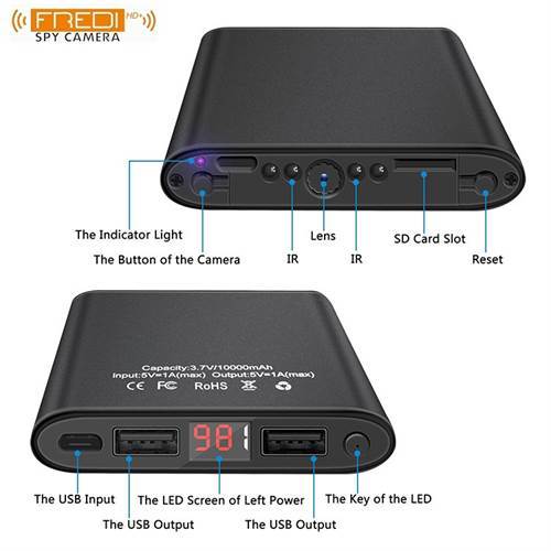 SAFETYNET Mini DV HD 4K Hidden Wifi Spy Camera Night Vision Motion Detection Remote Real Time Video 1200 megapixel Power Bank 10000mAh Portable Compact Camera For Home
