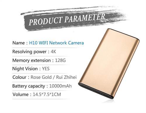 SAFETYNET Mini DV HD 4K Hidden Wifi Spy Camera Night Vision Motion Detection Remote Real Time Video 1200 megapixel Power Bank 10000mAh Portable Compact Camera For Home
