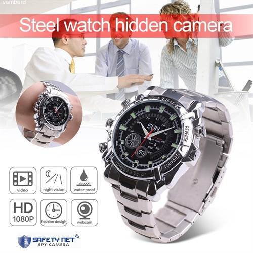 SAFETYNET SPY HD 4K Ultra HD IR Night Vision Waterproof Watch DVR HD Hidden Camera with 2 Hours Battery Backup and 32 GB Memory Card (Silver)
