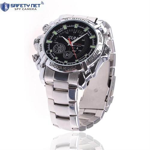 SAFETYNET SPY HD 4K Ultra HD IR Night Vision Waterproof Watch DVR HD Hidden Camera with 2 Hours Battery Backup and 32 GB Memory Card (Silver)