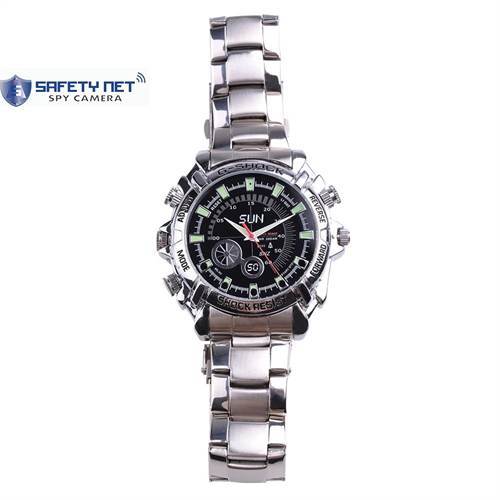 SAFETYNET SPY HD 4K Ultra HD IR Night Vision Waterproof Watch DVR HD Hidden Camera with 2 Hours Battery Backup and 32 GB Memory Card (Silver)
