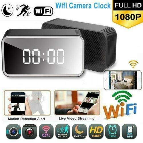 SAFETYNET H13 WiFi network Electronic clock camera 4K Ultra-HD 1080P Night vision mirror clock mini camera digital video recorder home security camera