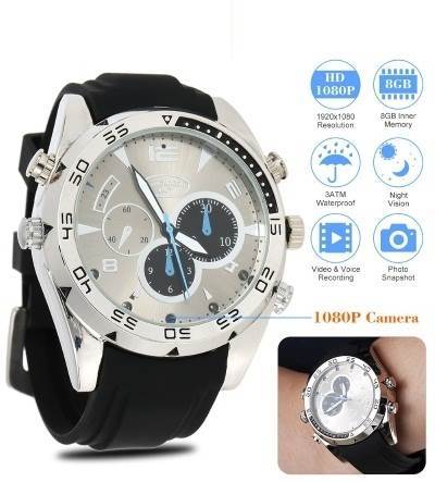 CAM 360 SPY HD 4K Ultra HD IR Night Vision Waterproof Watch DVR HD Hidden Camera with 2 Hours Battery Backup and 32 GB Memory Card (Silver)