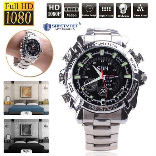 SAFETYNET 32GB HD 1080P Mini Metal   Wristwatch Camera Waterproof Watch Video Recorder Mini DV Night Vision Portable Camcorder Hot Sales