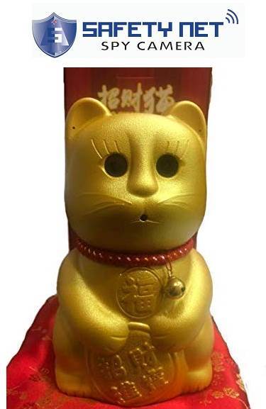 SAFETYNET 4K Hidden WiFi Lucky Cat Wireless Camera, Spy Camera HD Audio Video Recording with Remote View, Motion Detection, Night Vision, 355 Degree Rotation, Auto Tracking, Mini Cam for Home Office Nanny Cam