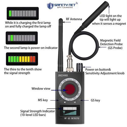 SAFETYNET K18 Multi-function Camera Detector Camera GSM Audio Bug Finder GPS Signal Lens RF Tracker Detect Wireless Products