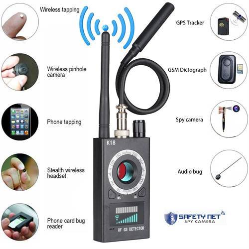 SAFETYNET K18 Multi-function Camera Detector Camera GSM Audio Bug Finder GPS Signal Lens RF Tracker Detect Wireless Products