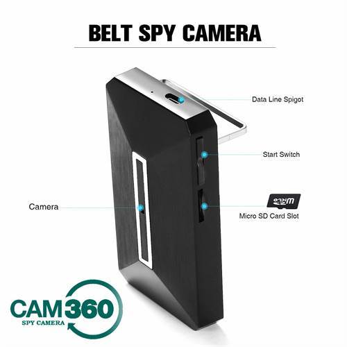 CAM 360 1080P HD Wearable Wireless Wi-Fi Leather Belt Small Hidden Camera Nanny with Motion Detection 1080P Spy Video Camera Recorder with Playback-in Home or Indoor/Outdoor Use