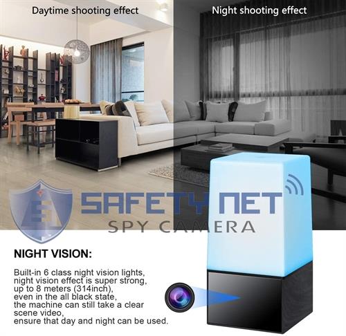 SAFETY NET, SPY CAMERA  Cover Nanny Cameras LED Color Computer Lamp 1080P WiFi Home Security Secret Cam Motion Detection Night Vision Remote Vision via Android iPhone APP
