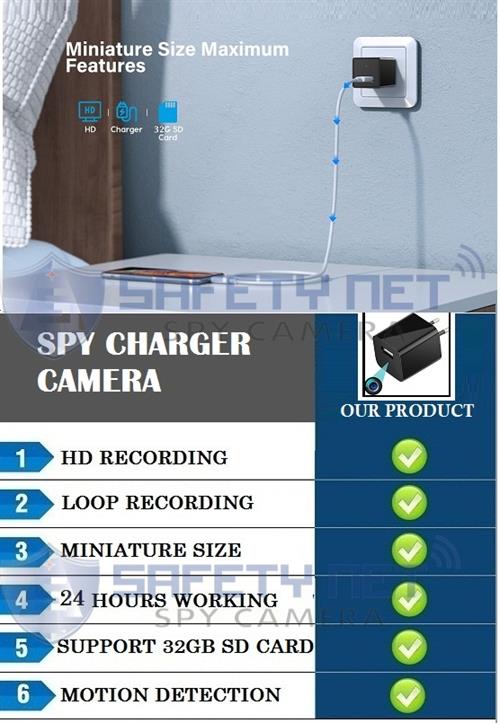 SAFETYNET Spy Camera Charger Hidden Camera Mini Spy Camera 1080P USB Charger Camera Hidden Spy Camera Hidden Nanny Cam Hidden Spy Cam Hidden Cam Surveillance Camera Full HD