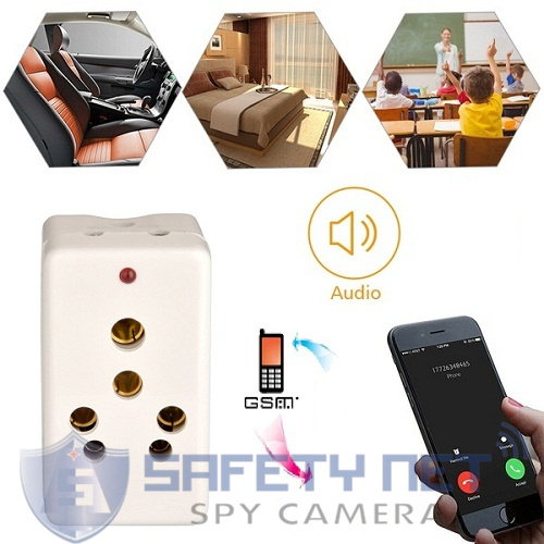 SAFETYNET Spy New 3 Pin Plug GSM Listen Audio Detect and Receiver 4G Sim Card Ear Bug Phone Auto Calling Voice Activate Listening GSM Real Time Listen Audio Device