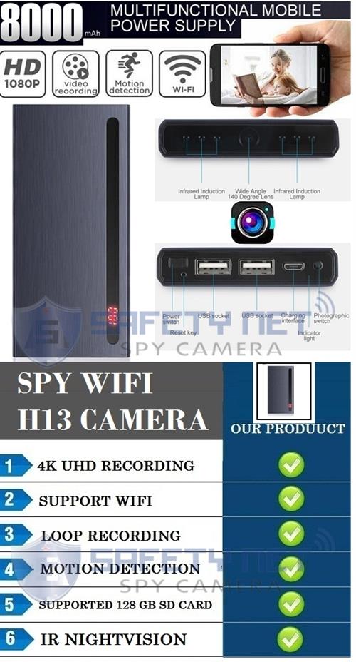 SAFETYNET NEW 4K  HD 1080P Spy Camera Wireless Charging Hidden Camera With Long Recording Time  Battery Powered Wifi Camera
