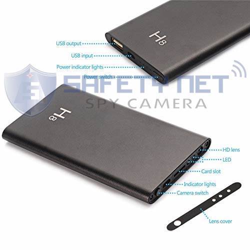 SAFETYNET Hd 1080p Super Thin Portable Hidden Spy Camera Power Bank P2p Wireless Wifi Digital Video Recorder For Ios Android App Remote View Covert Camera Covert ...