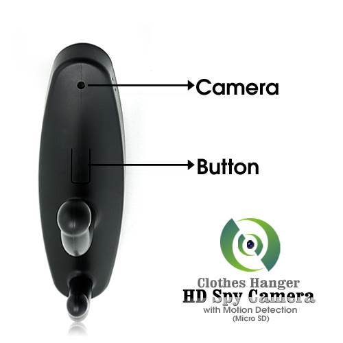 SAFETYNET Motion-Activated Clothes Hanger HD Camera - DVR with TF Card Slot