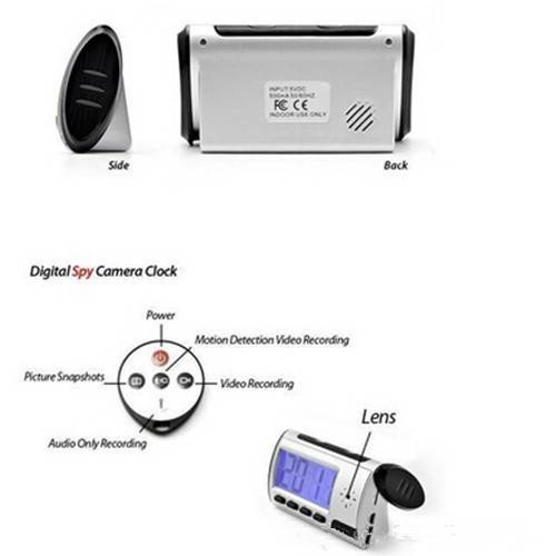  CAM 360 Newest 2.5 Inch LCD Digital Alarm Clock Hidden Spy Motion Detection Camera with Remote Controller